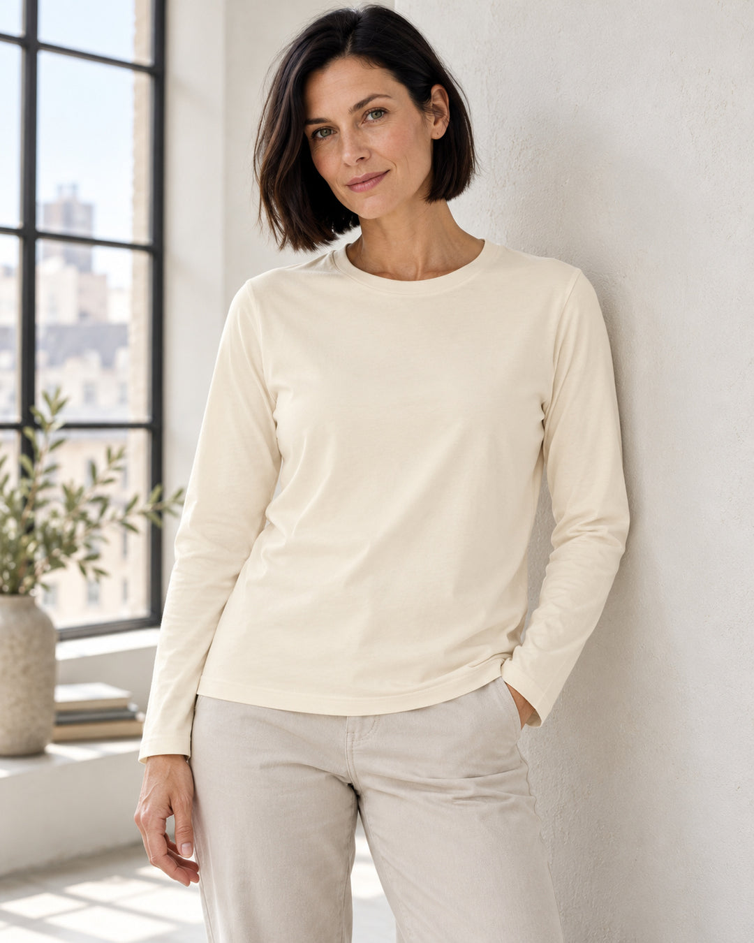 Sitztgut Damen-Langarmshirt aus Baumwolle – Natur – Lifestyle 2