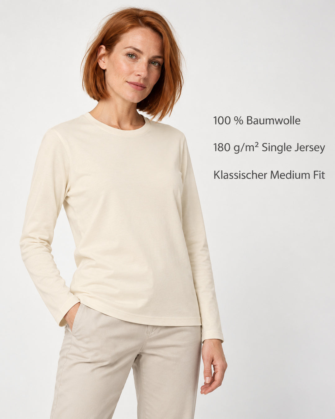 Sitztgut Damen-Langarmshirt aus Baumwolle – Natur – Produktvorteile