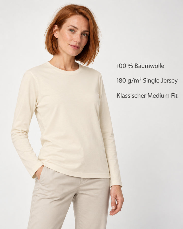 Sitztgut Damen-Langarmshirt aus Baumwolle – Natur – Produktvorteile