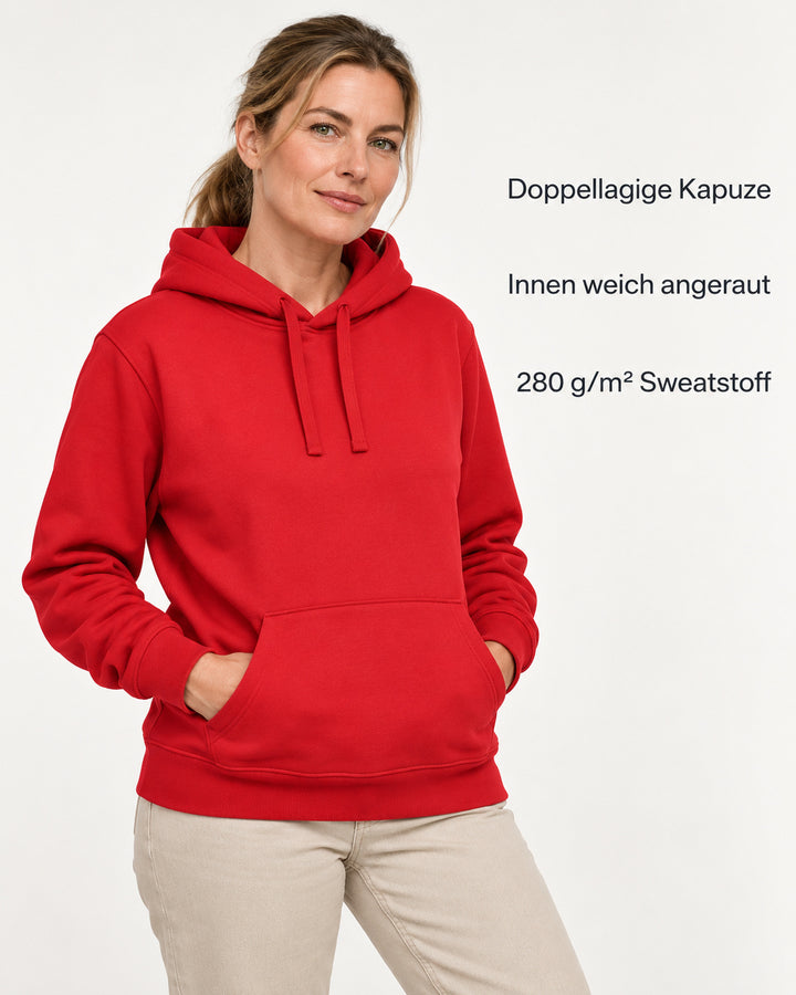 Sitztgut Damen-Hoodie mit Kängurutasche – Red – Produktvorteile