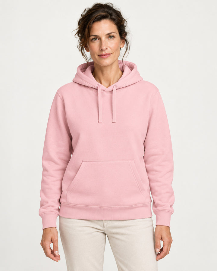 Sitztgut Damen-Hoodie mit Kängurutasche – Cotton Pink – Vorderansicht