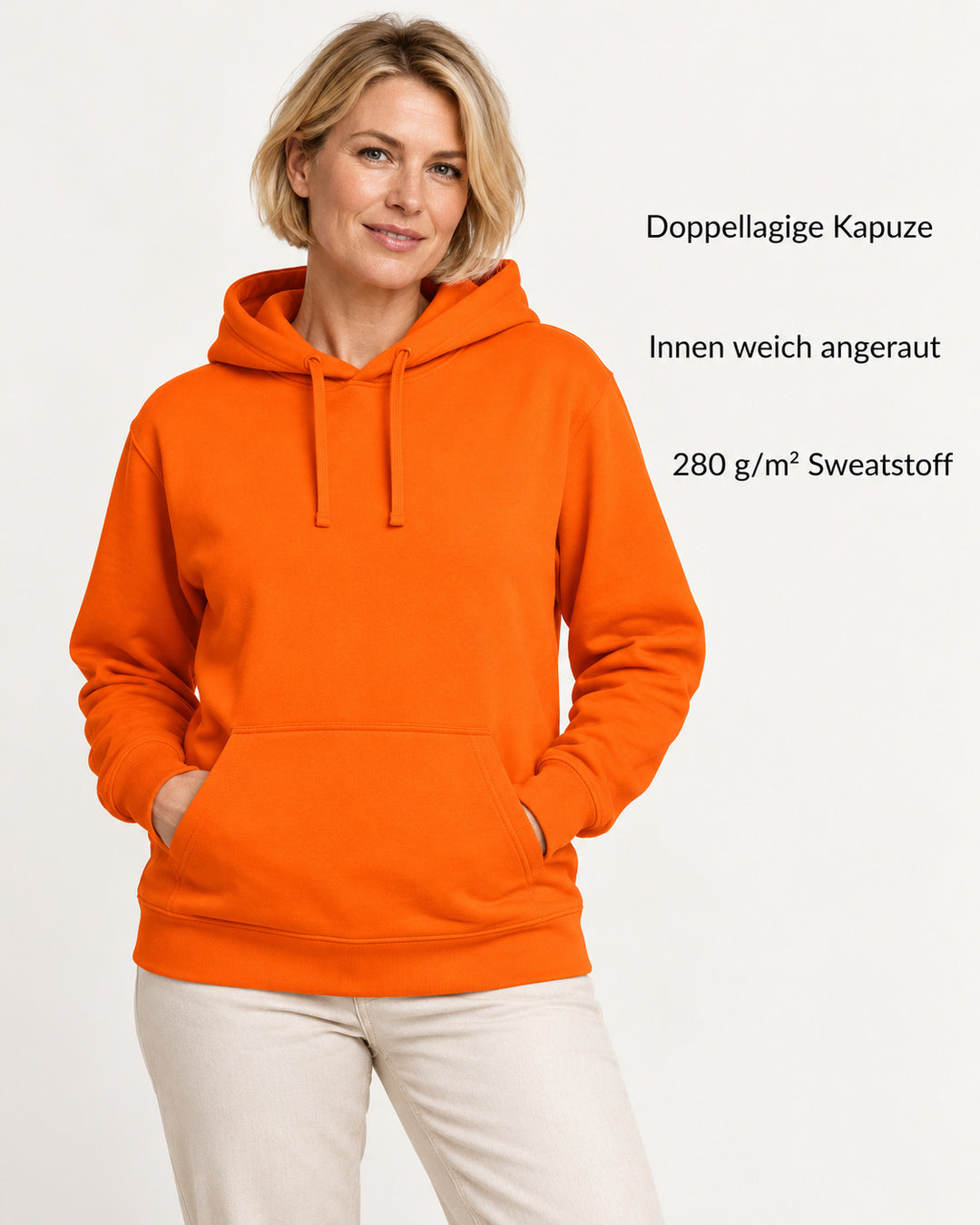 Sitztgut Damen-Hoodie mit Kängurutasche – Bright Orange – Produktvorteile