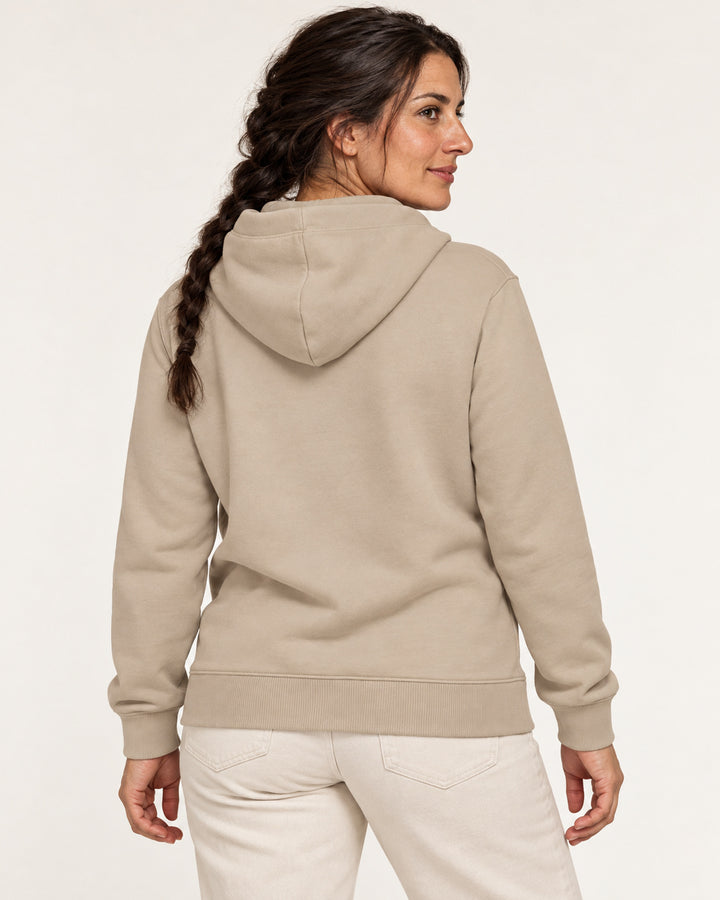 Sitztgut Damen-Hoodie mit Kängurutasche – Desert Dust – Rückenansicht