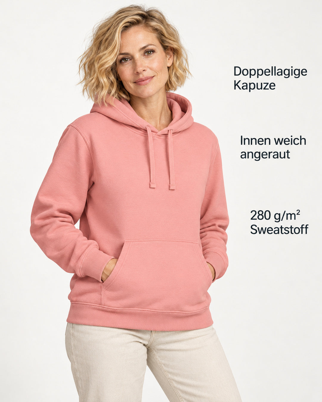 Sitztgut Damen-Hoodie mit Kängurutasche – Canyon Pink – Produktvorteile