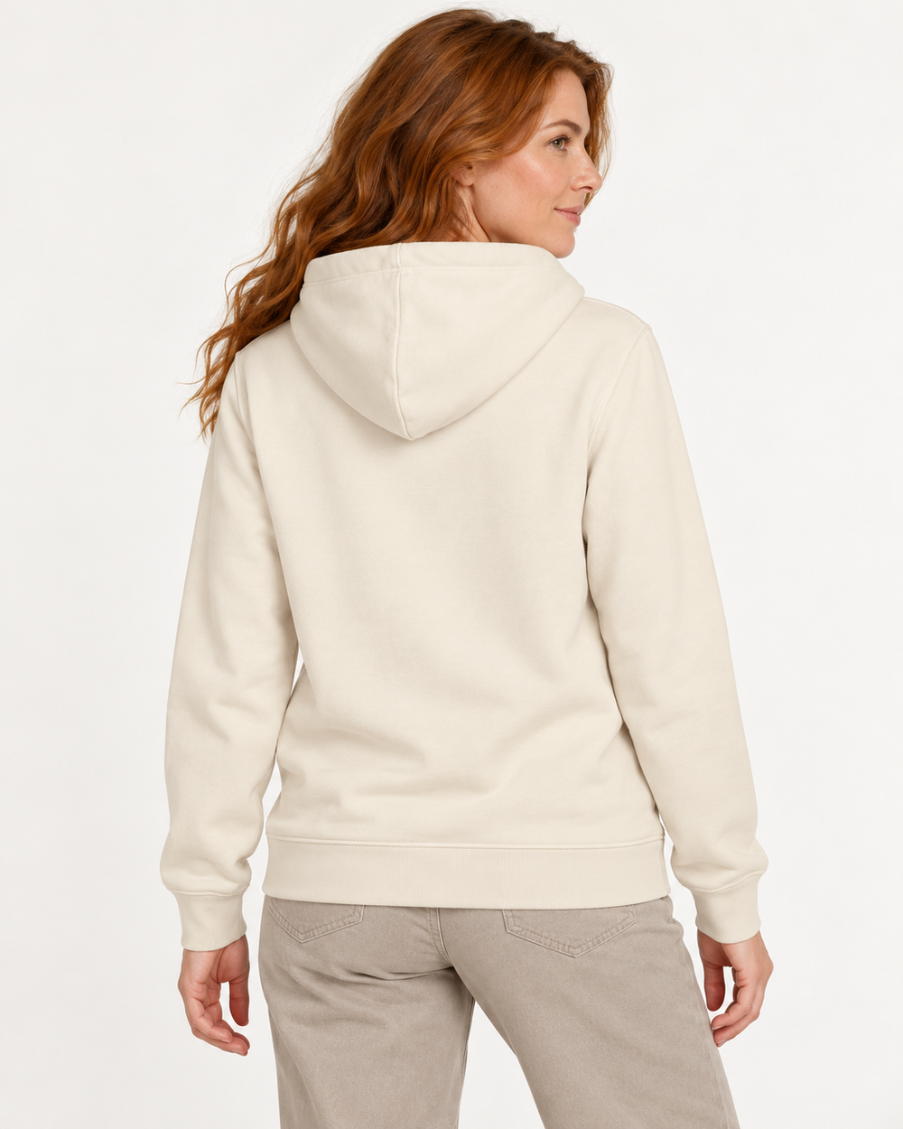 Sitztgut Damen-Hoodie mit Kängurutasche – Natur – Rückenansicht