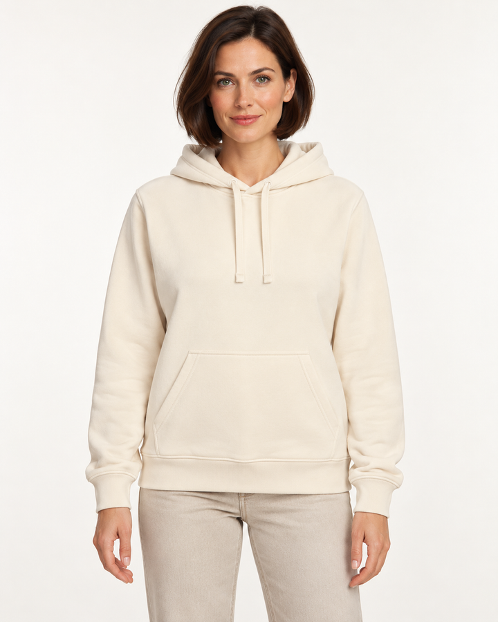Sitztgut Damen-Hoodie mit Kängurutasche – Natur – Vorderansicht