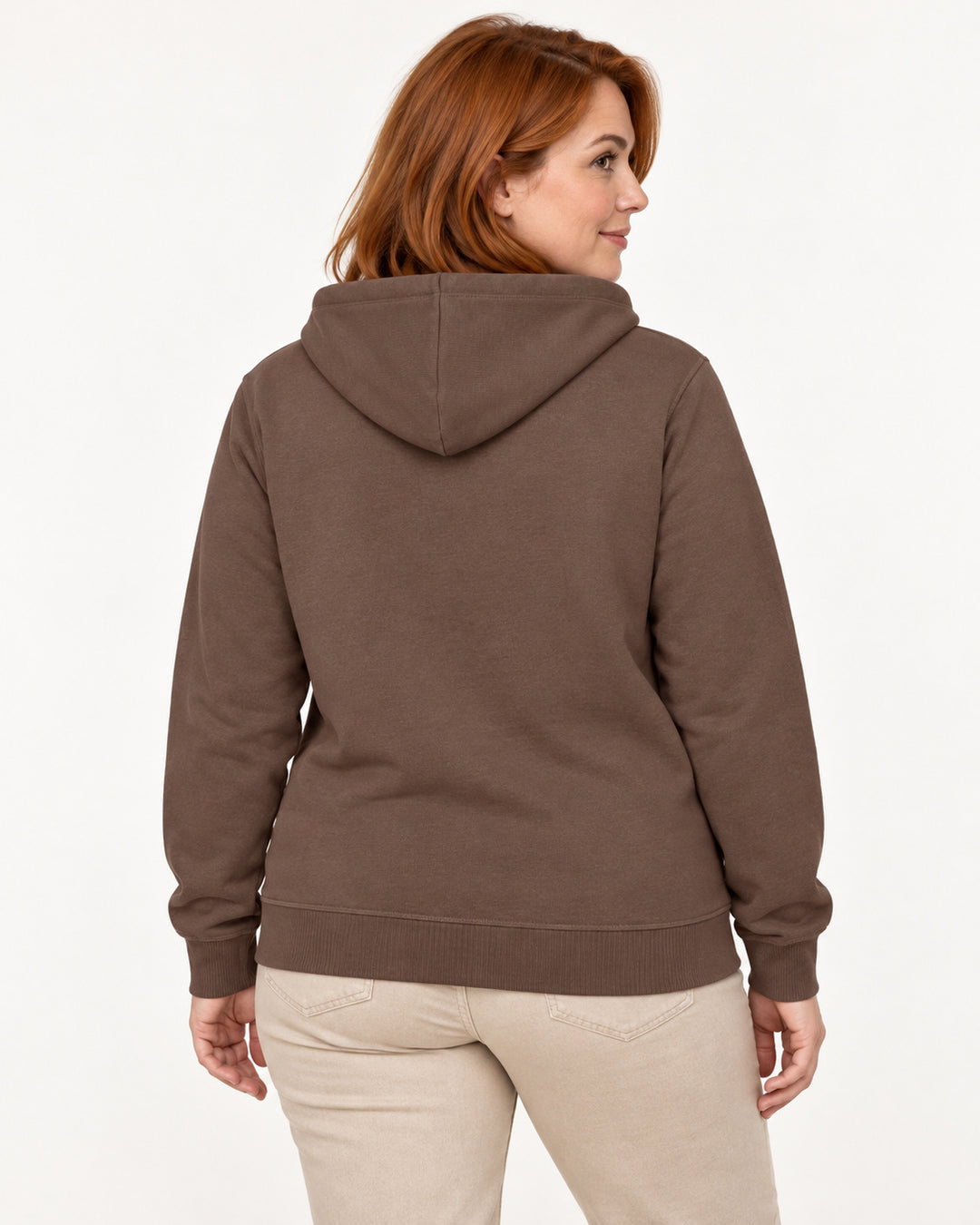 Sitztgut Damen-Hoodie mit Kängurutasche – Mocha – Rückenansicht