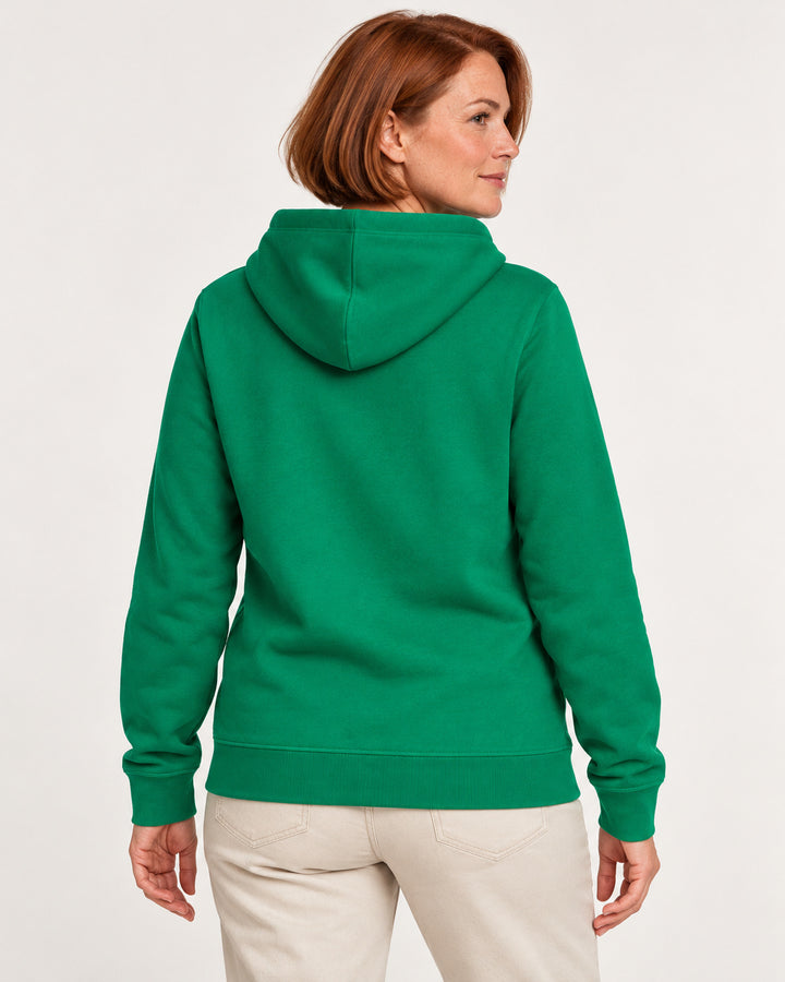 Sitztgut Damen-Hoodie mit Kängurutasche – Verdant Green – Rückenansicht