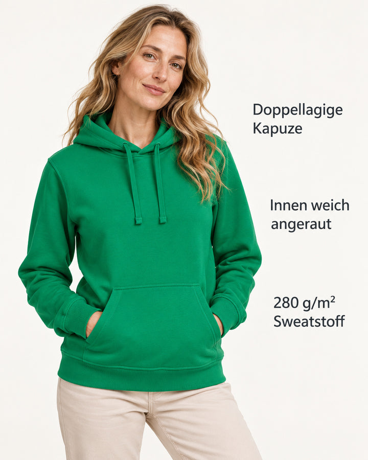 Sitztgut Damen-Hoodie mit Kängurutasche – Verdant Green – Produktvorteile