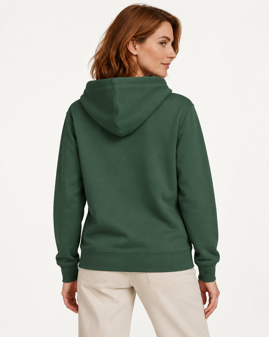 Sitztgut Damen-Hoodie mit Kängurutasche – Bottle Green – Rückenansicht