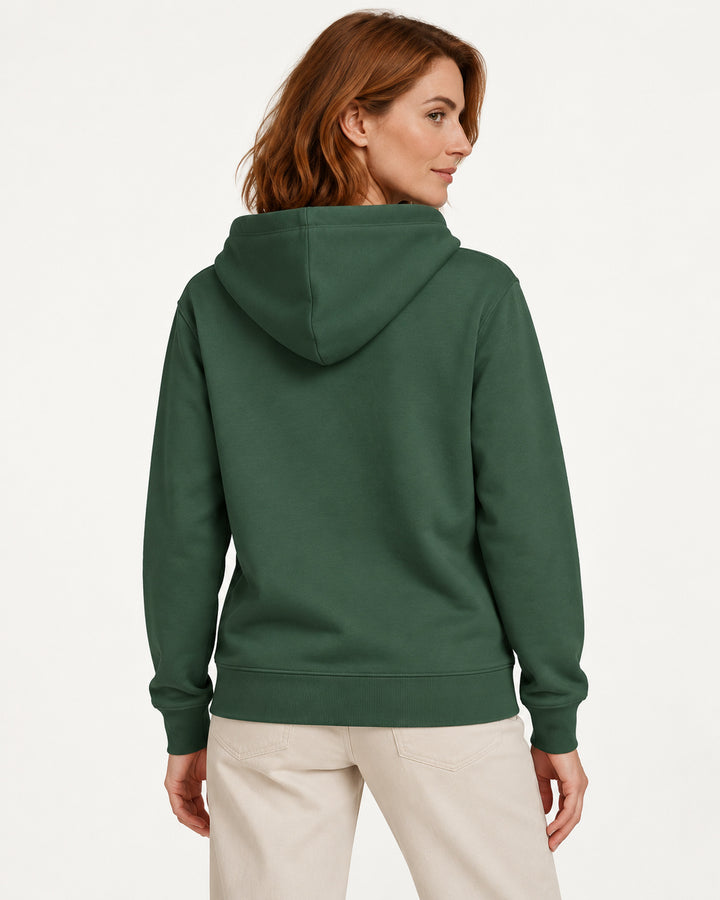 Sitztgut Damen-Hoodie mit Kängurutasche – Bottle Green – Rückenansicht