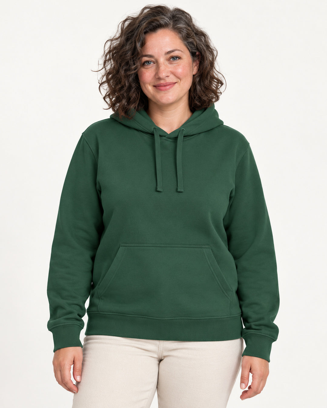 Sitztgut Damen-Hoodie mit Kängurutasche – Bottle Green – Vorderansicht