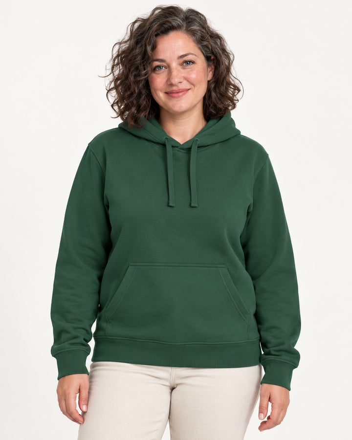 Sitztgut Damen-Hoodie mit Kängurutasche – Bottle Green – Vorderansicht