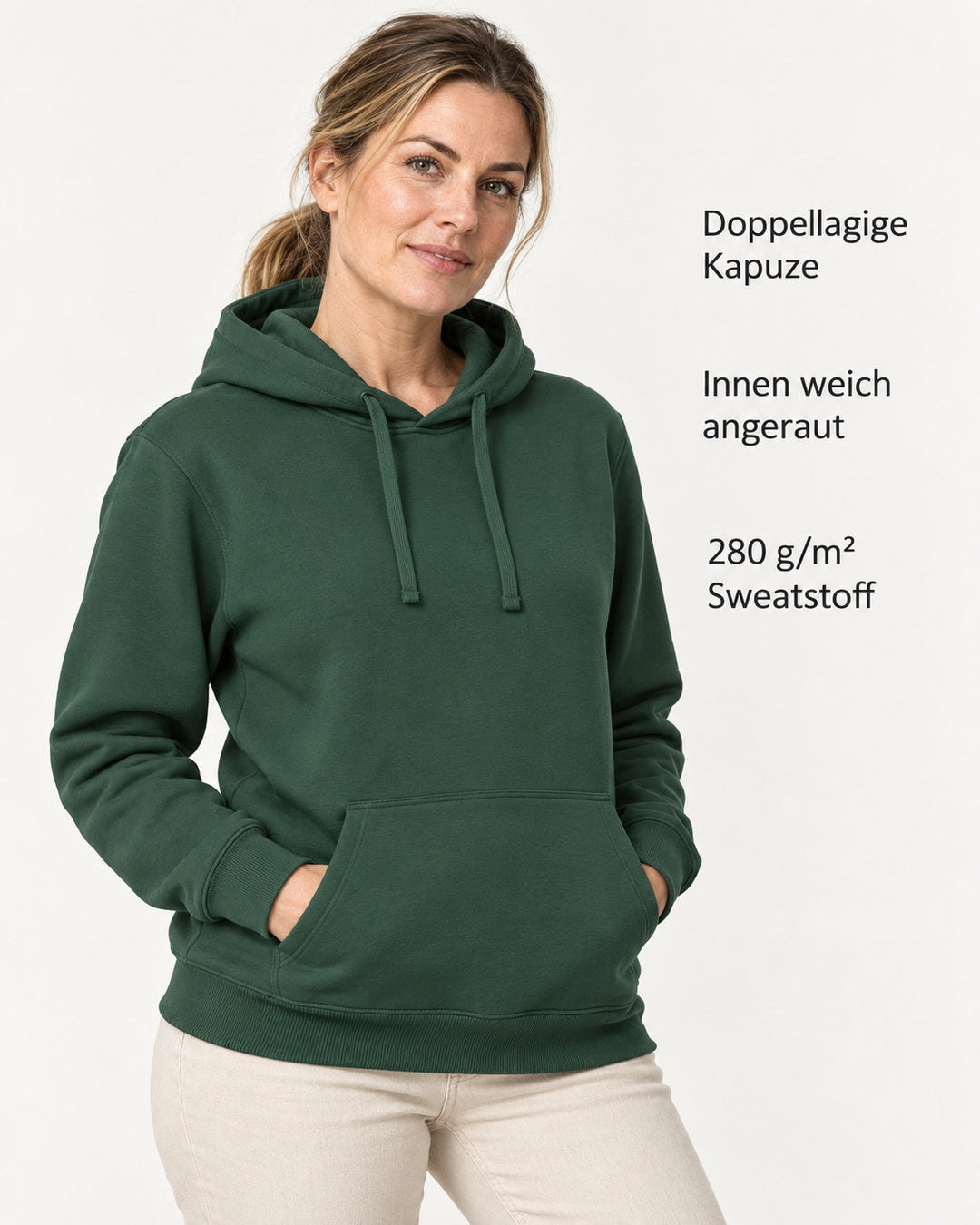 Sitztgut Damen-Hoodie mit Kängurutasche – Bottle Green – Produktvorteile