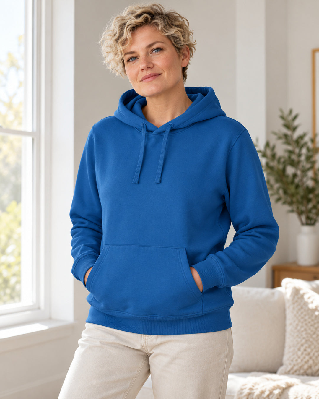 Sitztgut Damen-Hoodie mit Kängurutasche – Royal Blue – Lifestyle 2