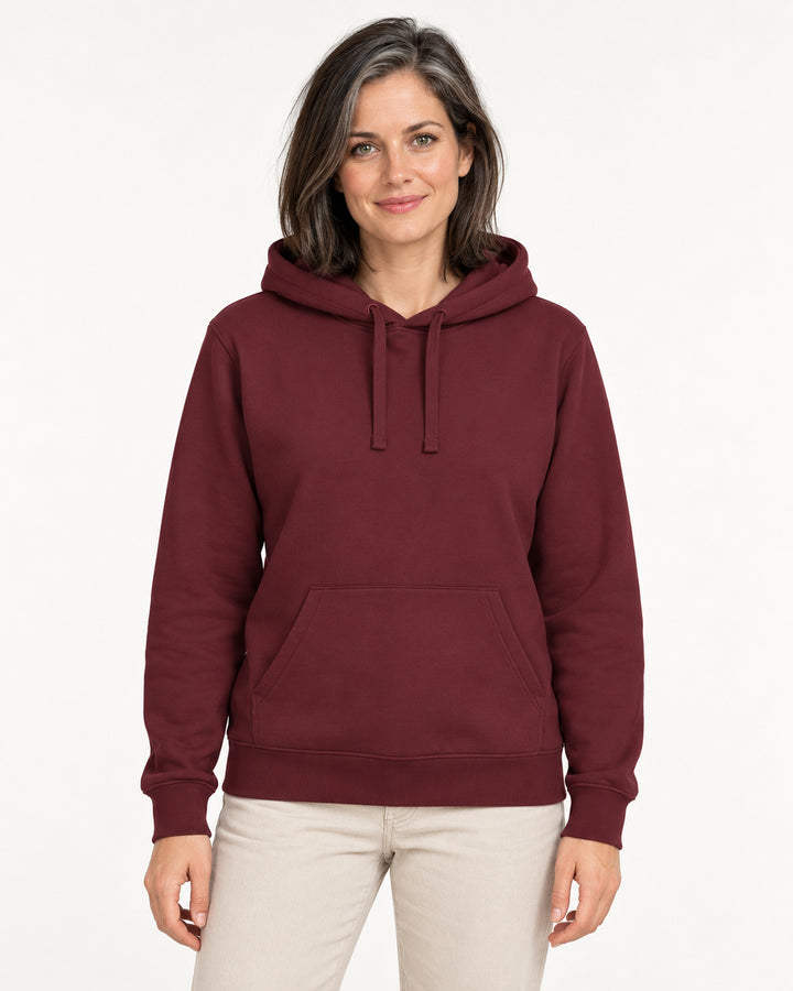 Sitztgut Damen-Hoodie mit Kängurutasche – Burgundy – Vorderansicht