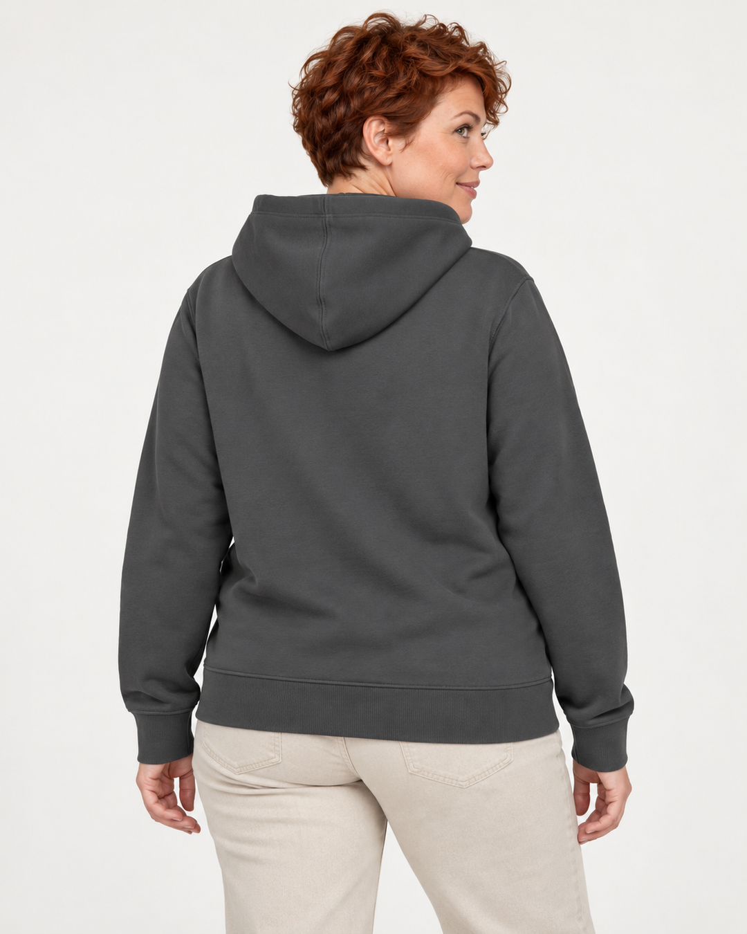 Sitztgut Damen-Hoodie mit Kängurutasche – Anthracite – Rückenansicht