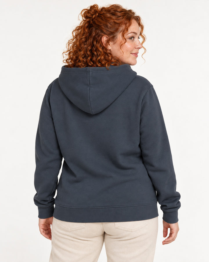 Sitztgut Damen-Hoodie mit Kängurutasche – India Ink Grey – Rückenansicht