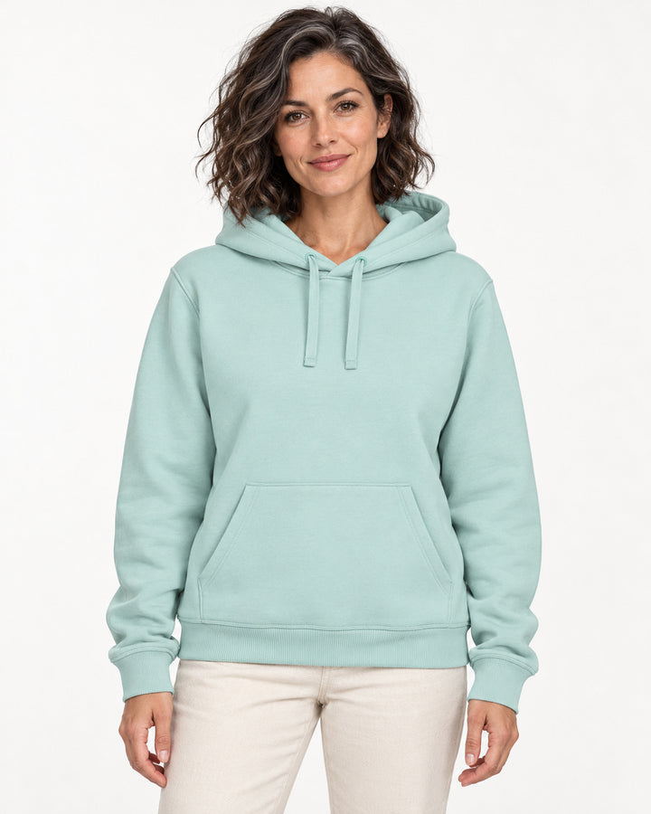 Sitztgut Damen-Hoodie mit Kängurutasche – Caribbean Blue – Vorderansicht