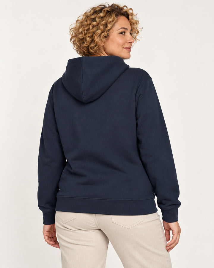 Sitztgut Damen-Hoodie mit Kängurutasche – Marineblau – Rückenansicht