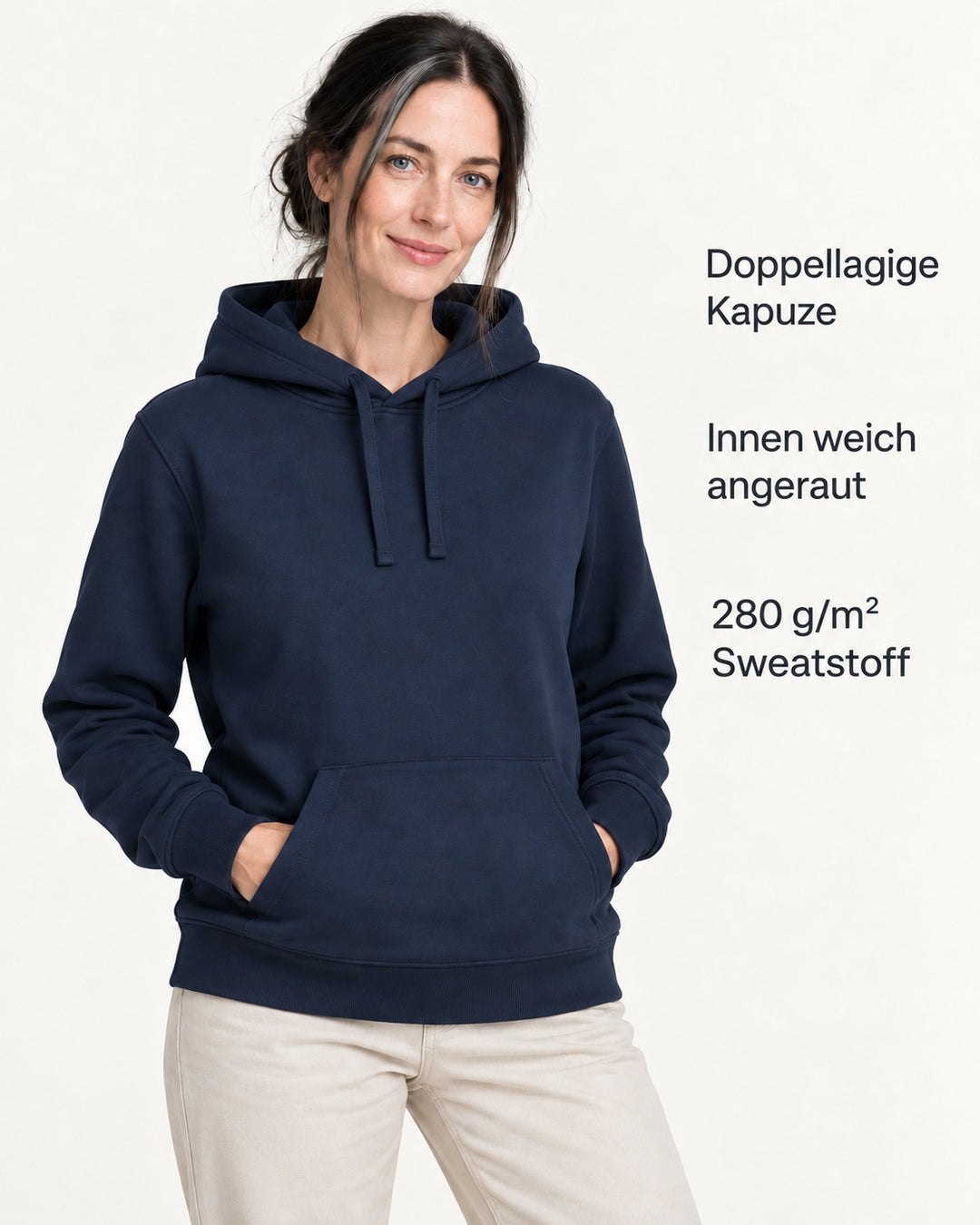 Sitztgut Damen-Hoodie mit Kängurutasche – Marineblau – Produktvorteile