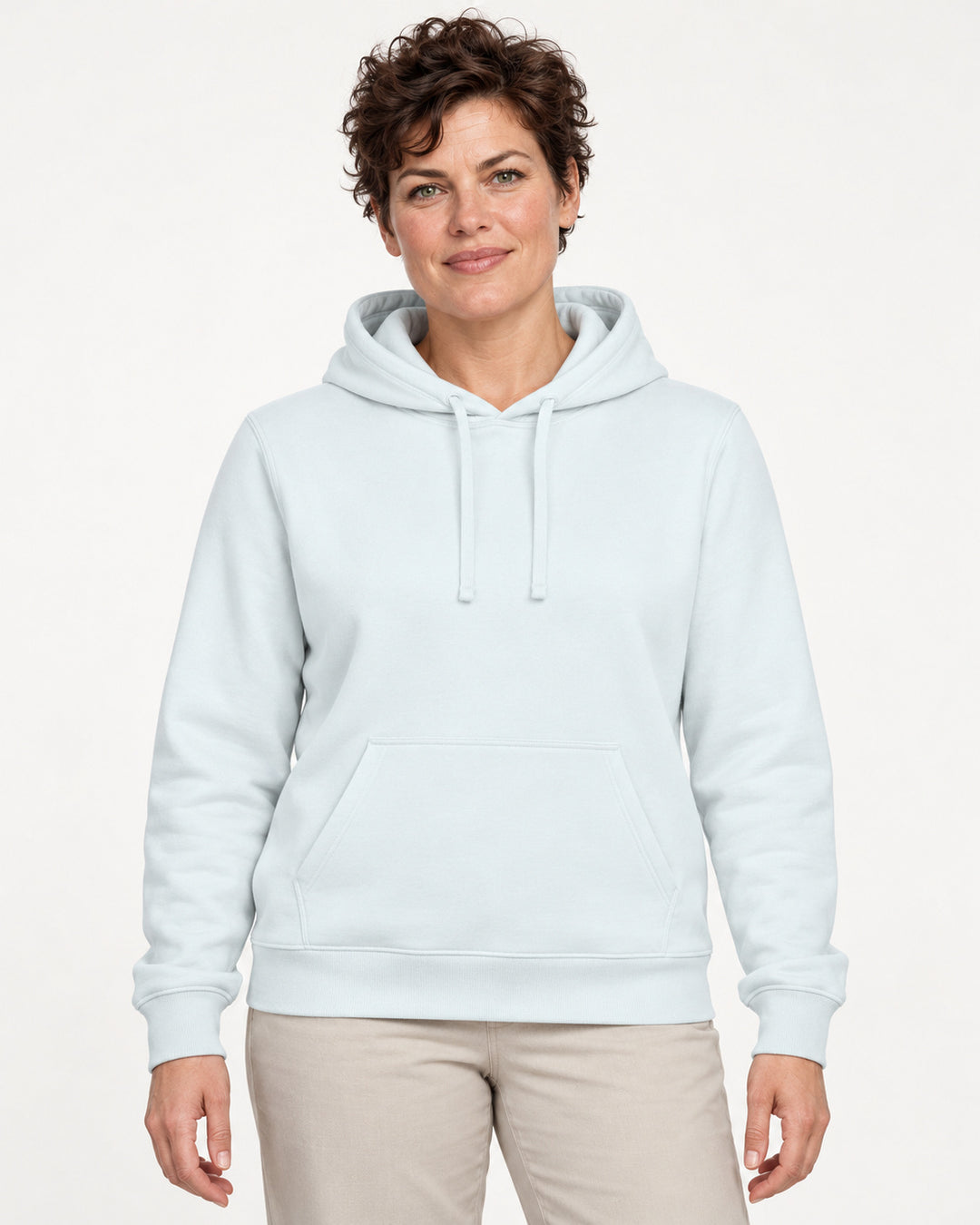 Sitztgut Damen-Hoodie mit Kängurutasche – Blue Ice – Vorderansicht