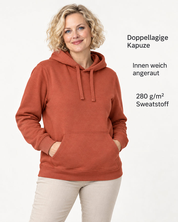 Sitztgut Damen-Hoodie mit Kängurutasche – Heritage Brown – Produktvorteile