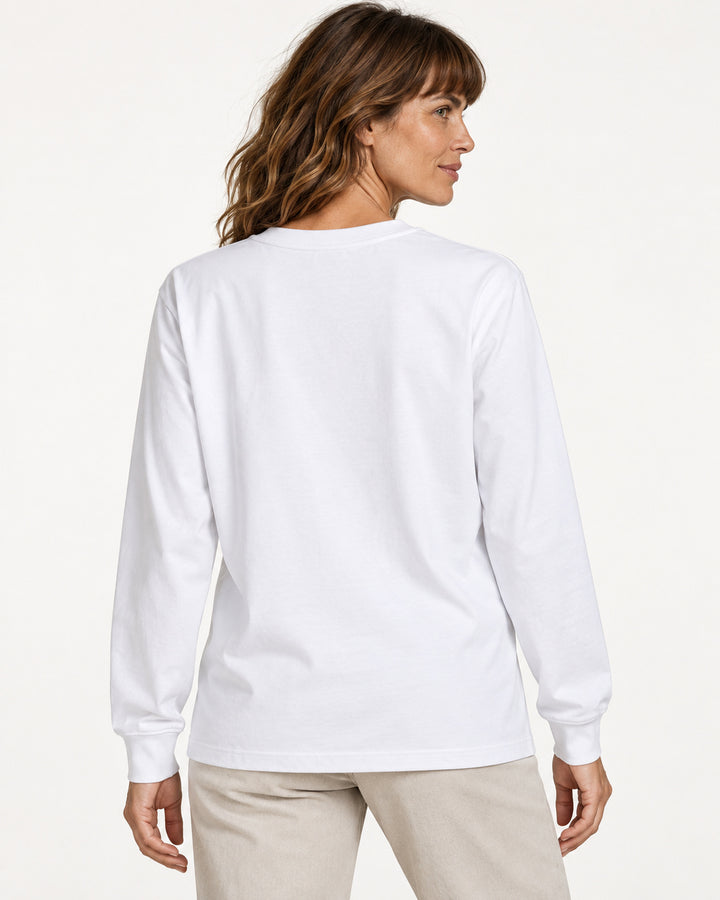 Sitztgut Damen-Langarmshirt aus Baumwolle, 240 g/m² – Weiß – Rückenansicht