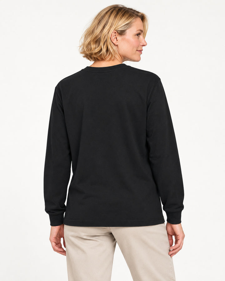 Sitztgut Damen-Langarmshirt aus Baumwolle, 240 g/m² – Schwarz – Rückenansicht