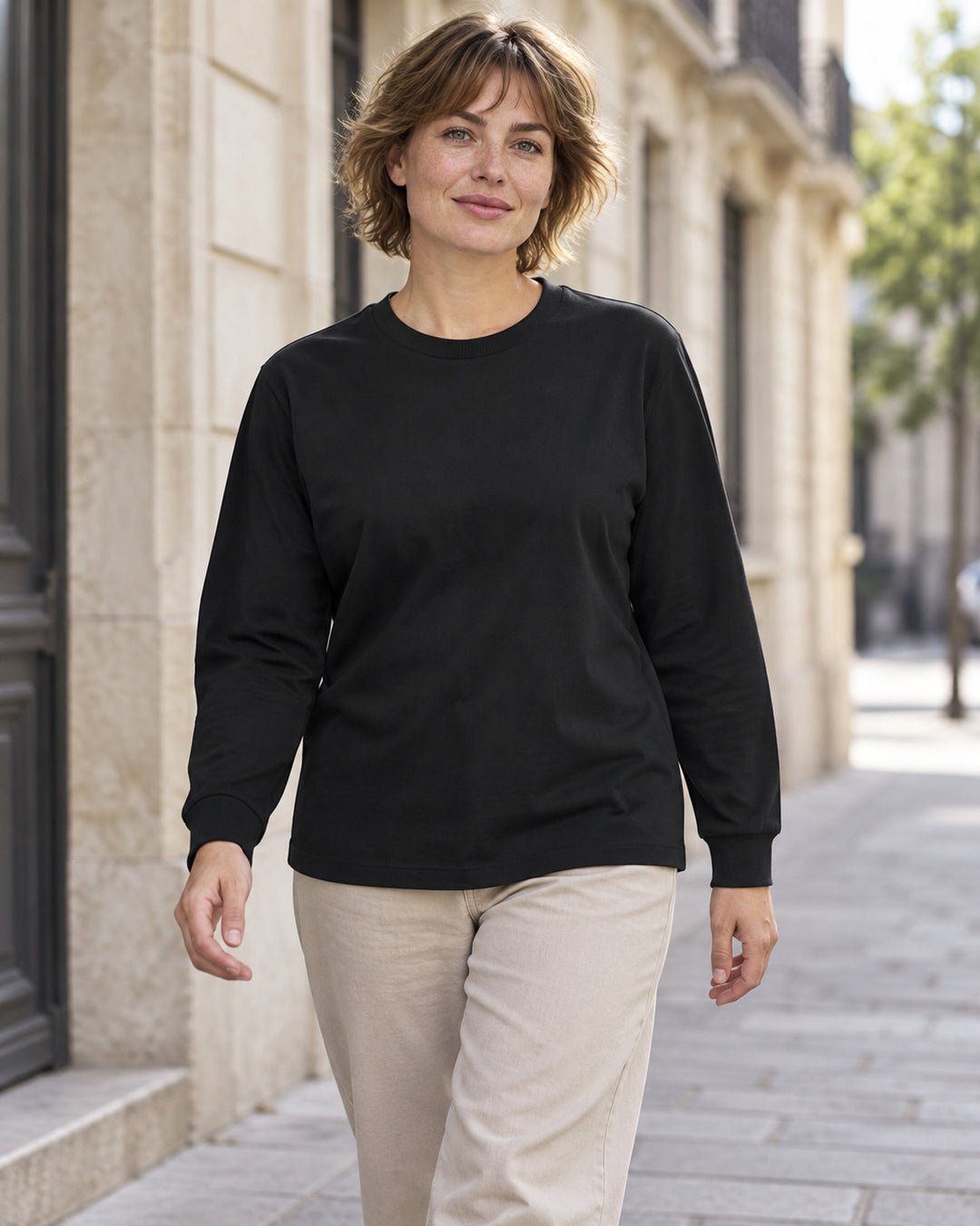 Sitztgut Damen-Langarmshirt aus Baumwolle, 240 g/m² – Schwarz – Lifestyle 1