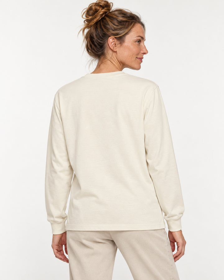 Sitztgut Damen-Langarmshirt aus Baumwolle, 240 g/m² – Natur – Rückenansicht