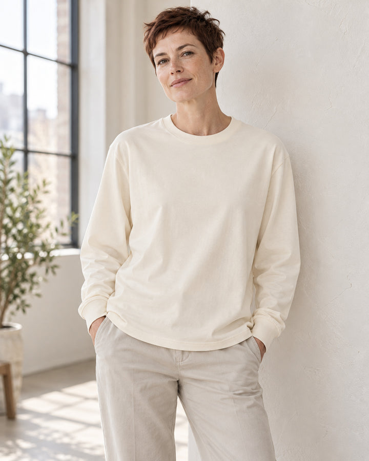 Sitztgut Damen-Langarmshirt aus Baumwolle, 240 g/m² – Natur – Lifestyle 2
