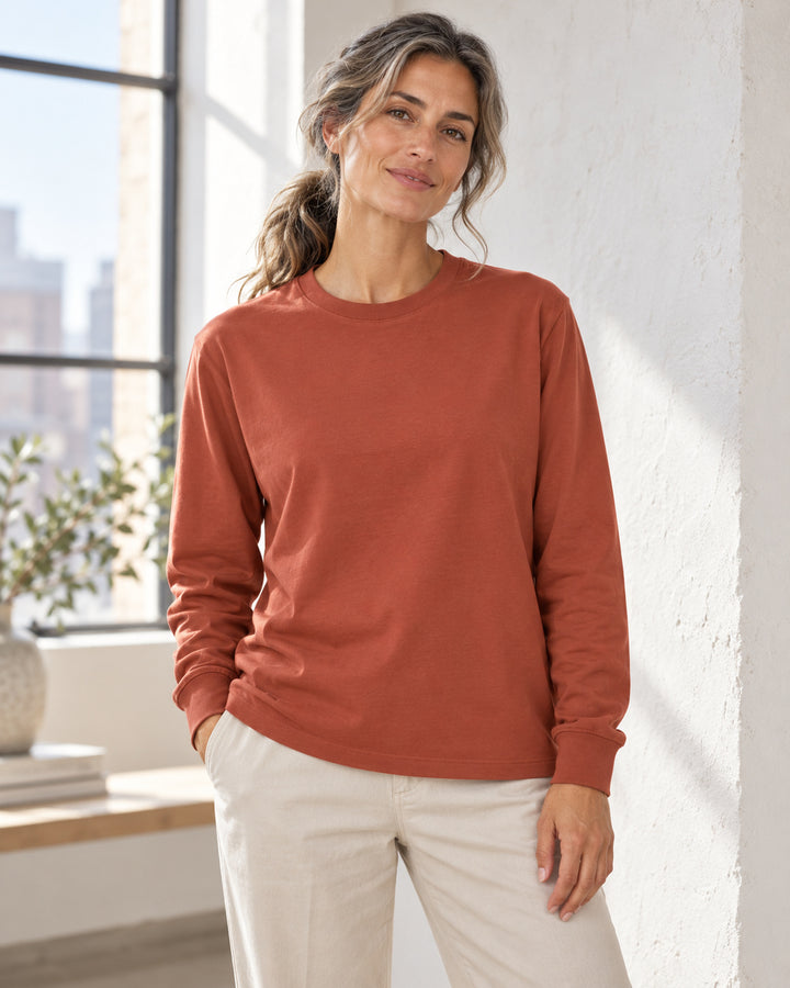 Sitztgut Damen-Langarmshirt aus Baumwolle, 240 g/m² – Braun – Lifestyle 2