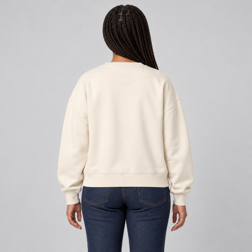 Sitztgut Damen-Sweatshirt aus Baumwolle, kurz geschnitten – Natur – Rückenansicht