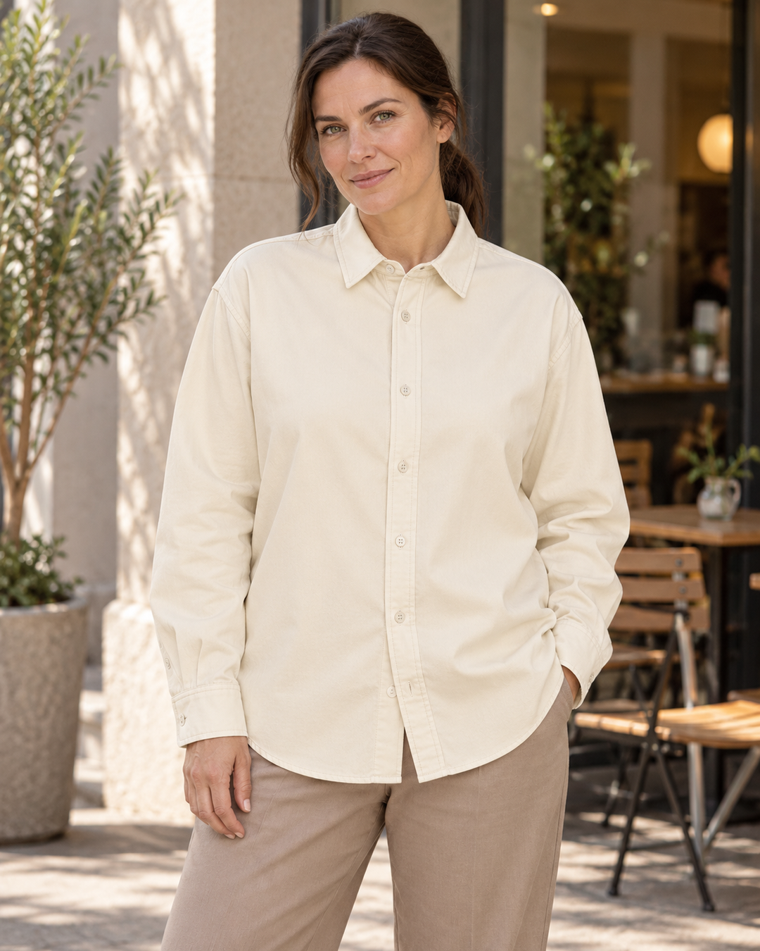 Sitztgut Damen-Langarmhemd aus Baumwoll-Twill – Natur – Lifestyle 2