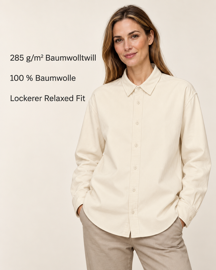 Sitztgut Damen-Langarmhemd aus Baumwoll-Twill – Natur – Produktvorteile
