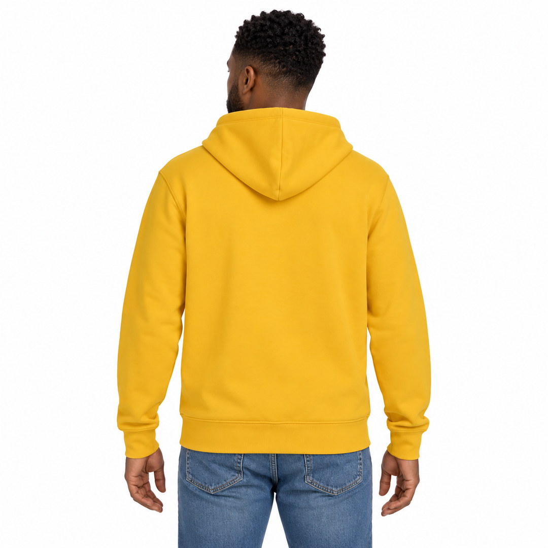 Sitztgut Unisex-Hoodie mit Kängurutasche – Spectra Yellow – Rückenansicht