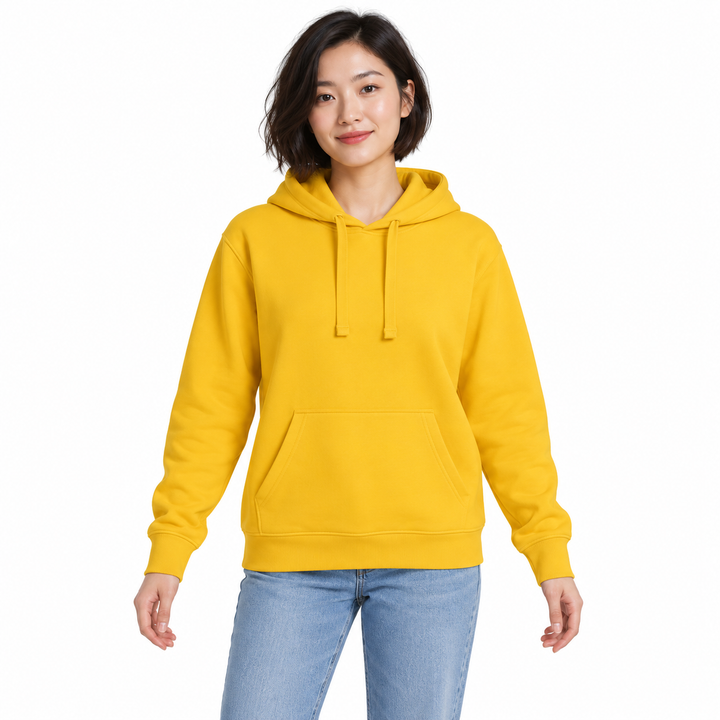 Sitztgut Unisex-Hoodie mit Kängurutasche – Spectra Yellow – Vorderansicht