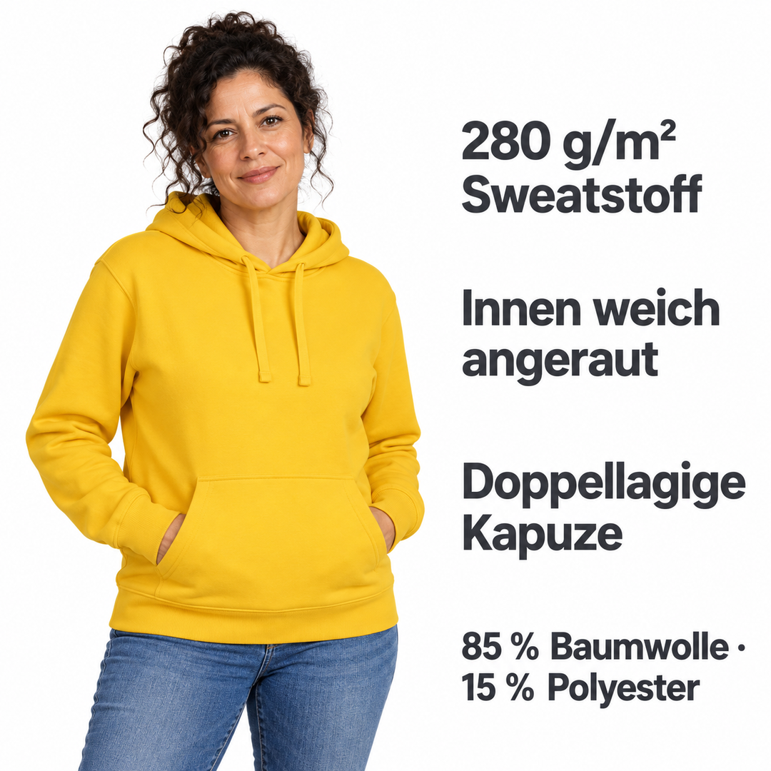 Sitztgut Unisex-Hoodie mit Kängurutasche – Spectra Yellow – Produktdetails