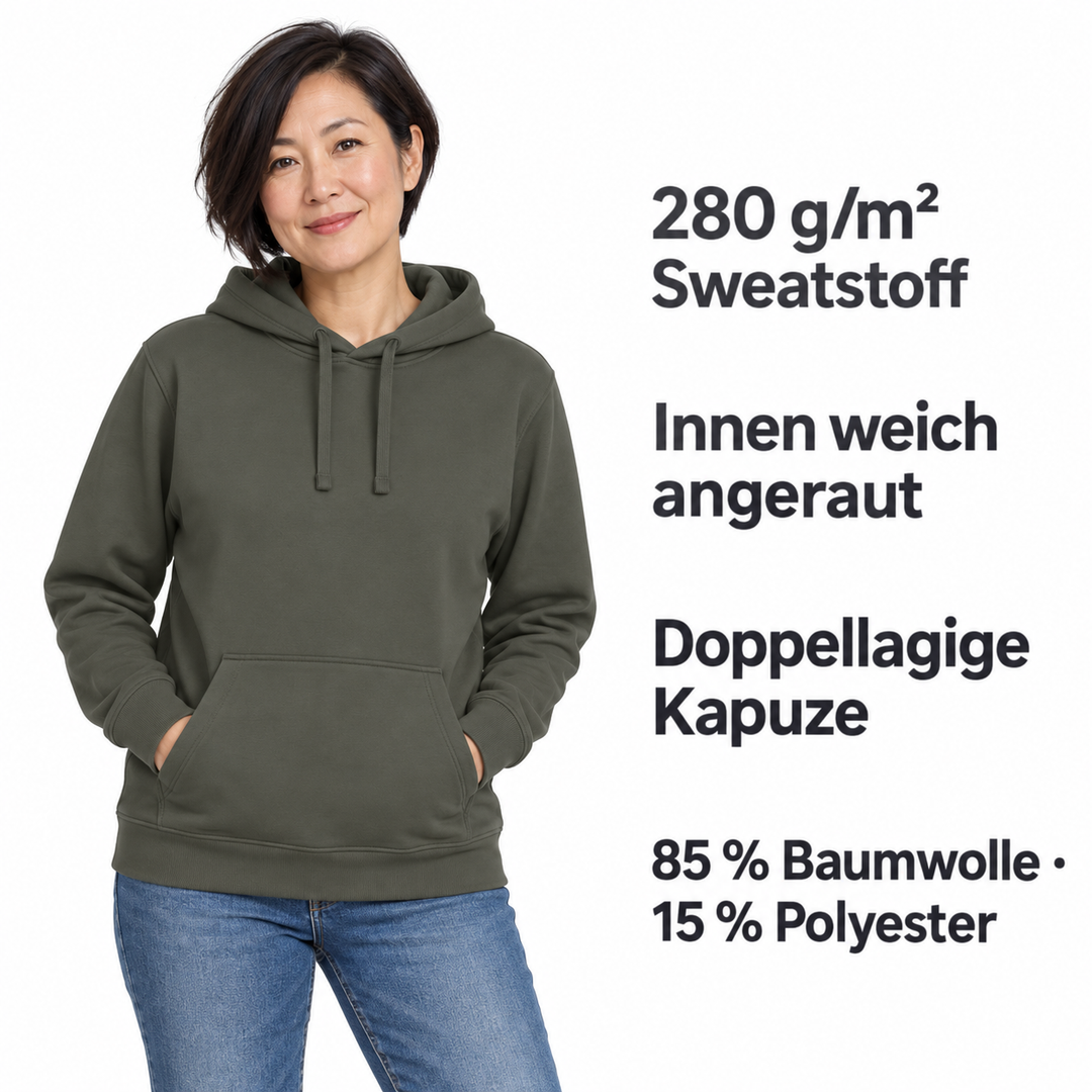 Sitztgut Unisex-Hoodie mit Kängurutasche – Khaki – Produktdetails
