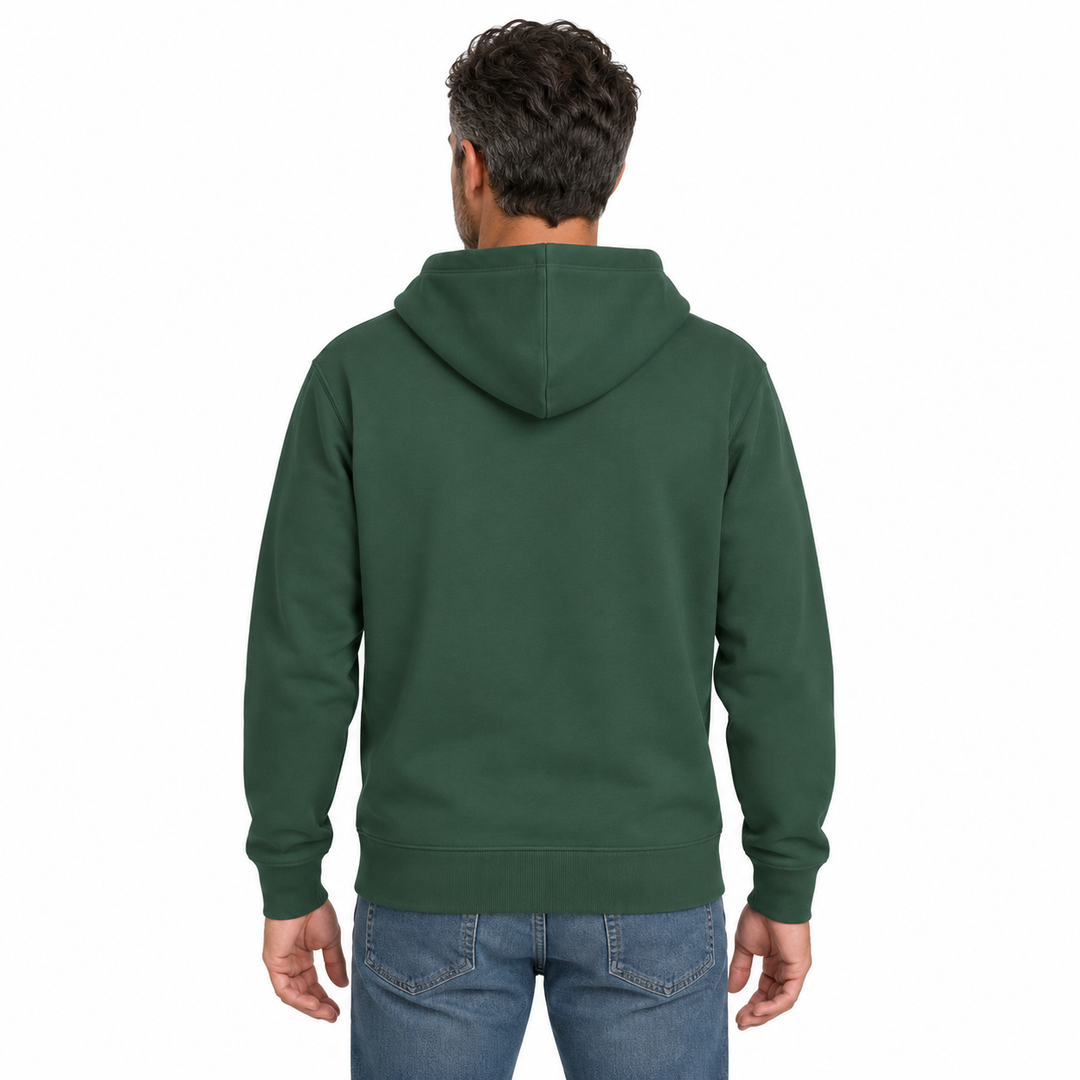 Sitztgut Unisex-Hoodie mit Kängurutasche – Bottle Green – Rückenansicht