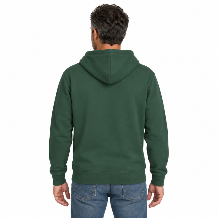 Sitztgut Unisex-Hoodie mit Kängurutasche – Bottle Green – Rückenansicht