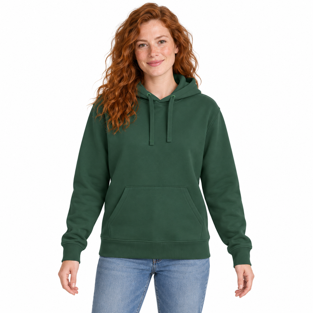 Sitztgut Unisex-Hoodie mit Kängurutasche – Bottle Green – Vorderansicht