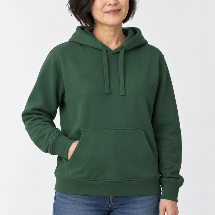 Sitztgut Unisex-Hoodie mit Kängurutasche – Bottle Green – Materialdetail