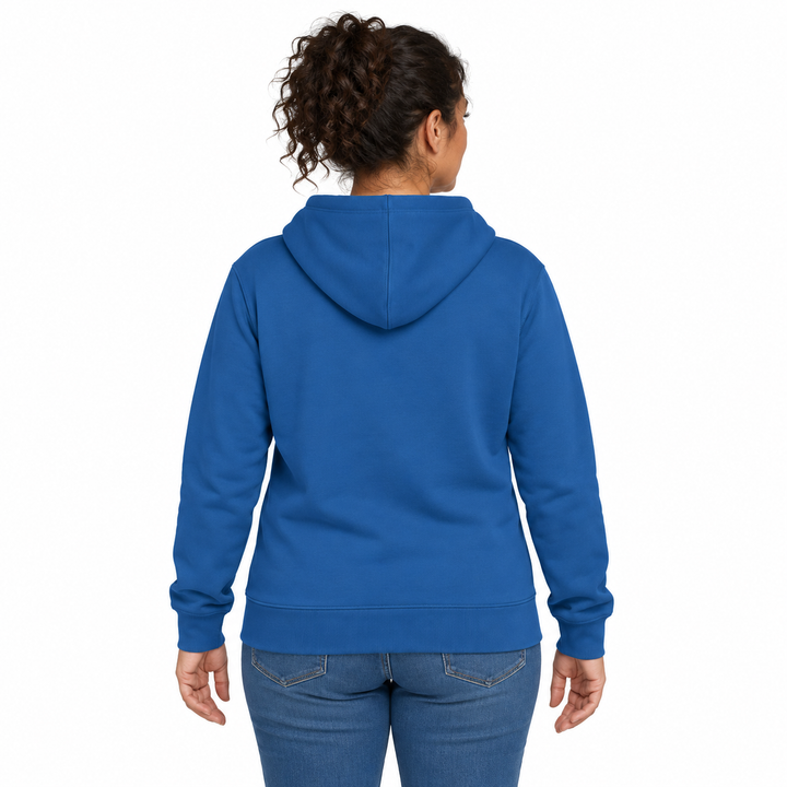 Sitztgut Unisex-Hoodie mit Kängurutasche – Royal Blue – Rückenansicht
