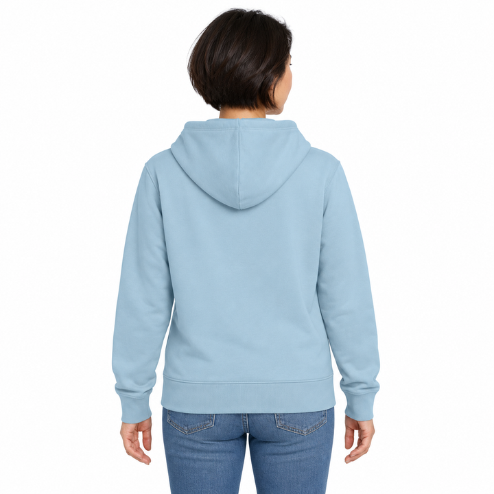 Sitztgut Unisex-Hoodie mit Kängurutasche – Sky blue – Rückenansicht