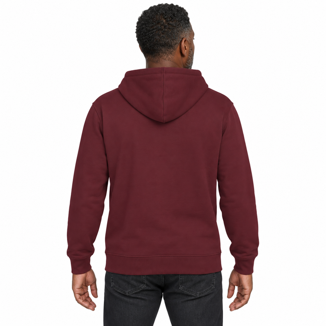 Sitztgut Unisex-Hoodie mit Kängurutasche – Burgundy – Rückenansicht