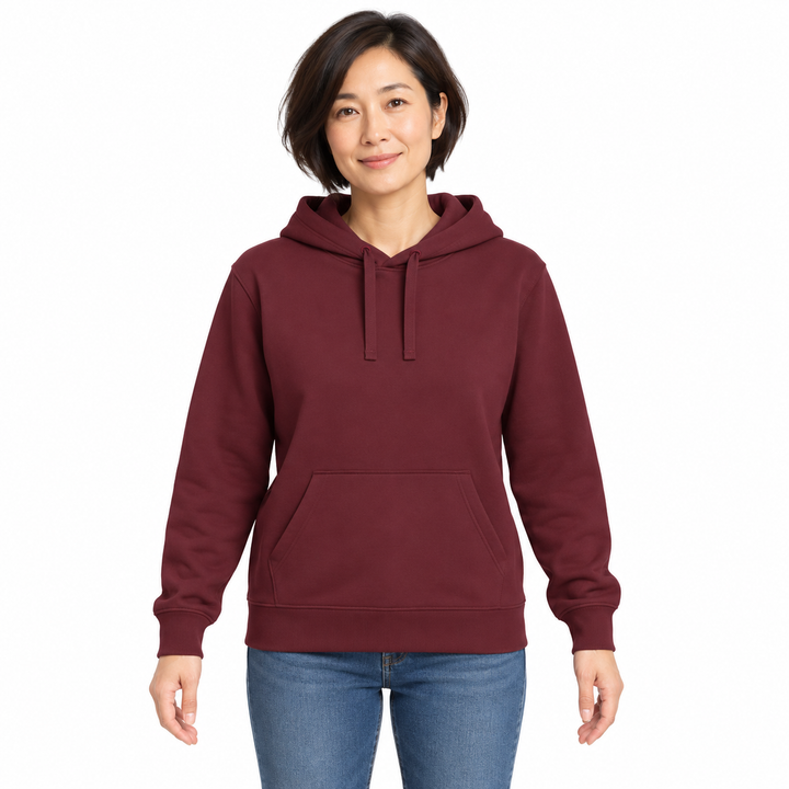 Sitztgut Unisex-Hoodie mit Kängurutasche – Burgundy – Vorderansicht
