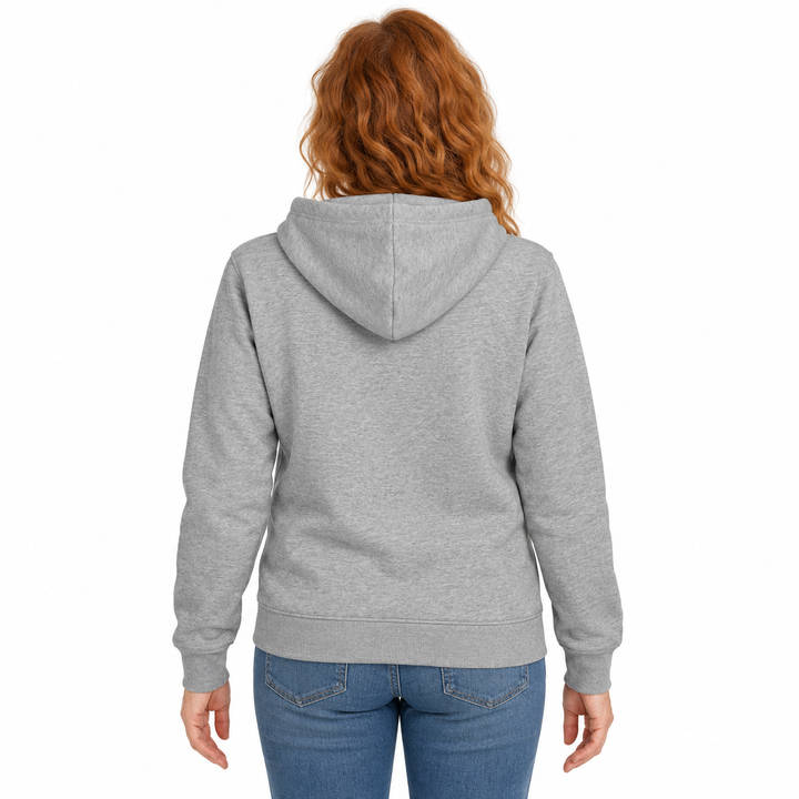 Sitztgut Unisex-Hoodie mit Kängurutasche – Grau meliert (Heather Grey) – Rückenansicht
