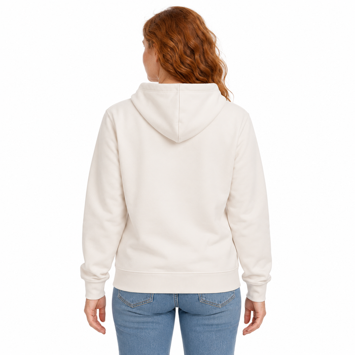 Sitztgut Unisex-Hoodie mit Kängurutasche – Vintage White – Rückenansicht